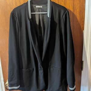 Dex Black Jacket with Sporty Ribbed Collar